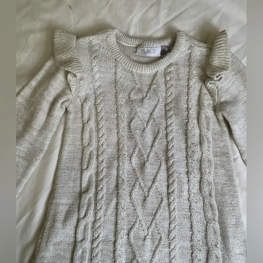 The Children's Place Cream Sweater with Ruffle Accents size 4